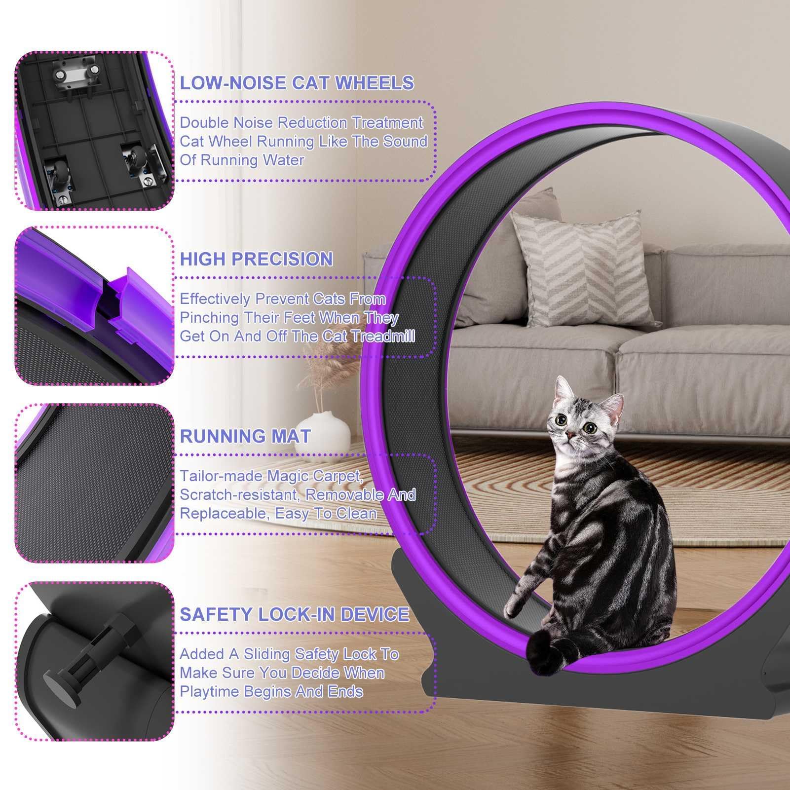 Katzenlaufrad, Laufband mit Telefon-App-Daten, Lichtstreifen, Katzensportspielzeug für gesunde Bewegung und längeres Leben