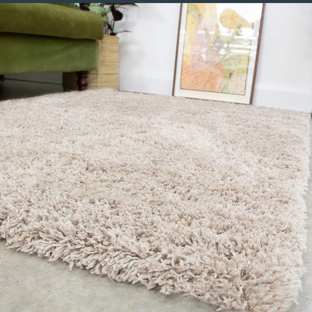 Modern Thick Beige Shaggy Area Rug Durable Super Soft Fluffy Shag Rugs Living Room Lounge Bedroom 80cm x 150cm Modern Thick Beige Shaggy Area Rug Durable Super Soft Fluffy Shag Rugs Living Room Lounge Bedroom 80cm x 150cm