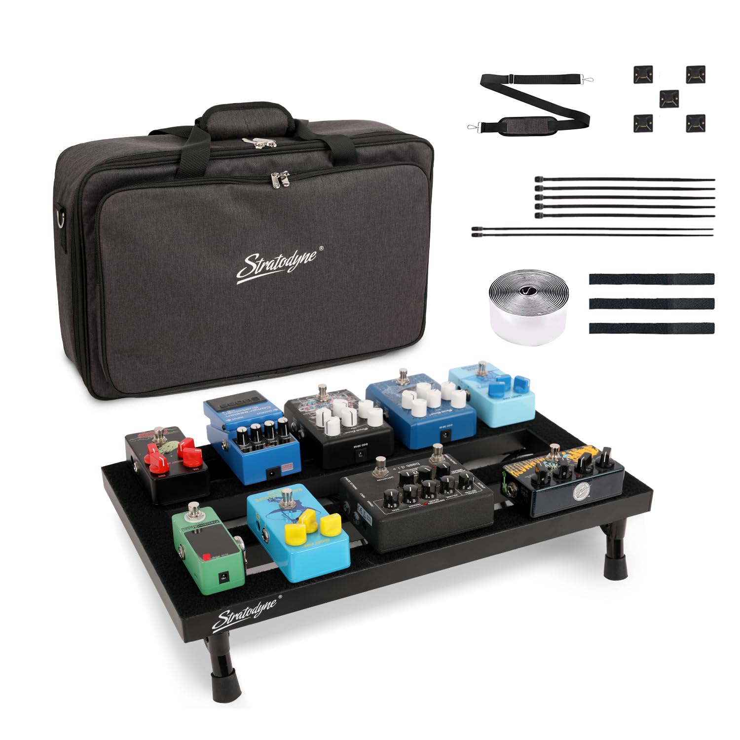 Gitarren-Pedalboard aus Aluminiumlegierung, 0,8 kg, Super-Lichteffekt, Pedalboard, 50 x 29,8 cm, mit Tragetasche