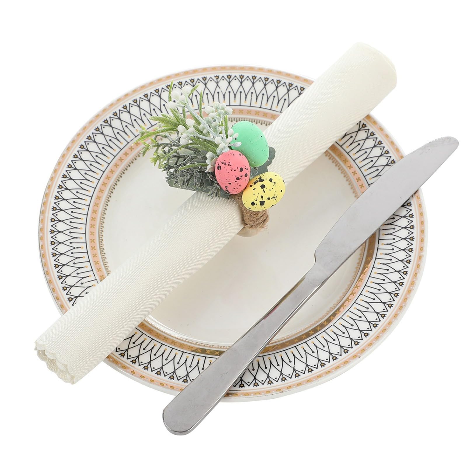 Set di portatovaglioli pasquali, in giacinto d'acqua, verde salvia, eleganti uova di Pasqua e anelli portatovaglioli di San Valentino per la decorazione della tavola da pranzo