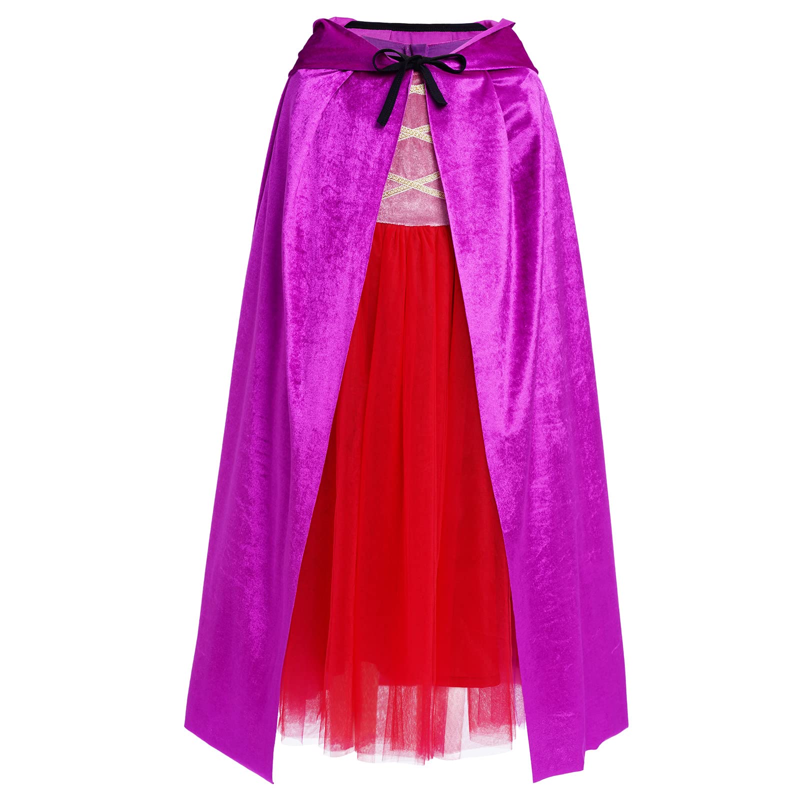IMEKIS Ragazze Costume da Strega Cattiva di Halloween Principessa Winifred Sarah Mary Sanderson Cosplay Vestire con Parrucca del Mantello con Cappuccio Vestito di Carnevale di Compleanno