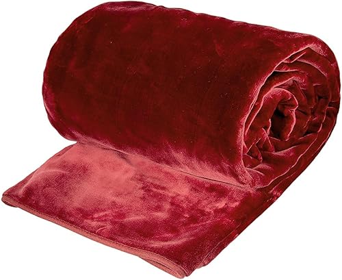 Miniatura 3 de SOLARON Queen Size 78" x 94" Manta de visón coreano sólido Borgoña