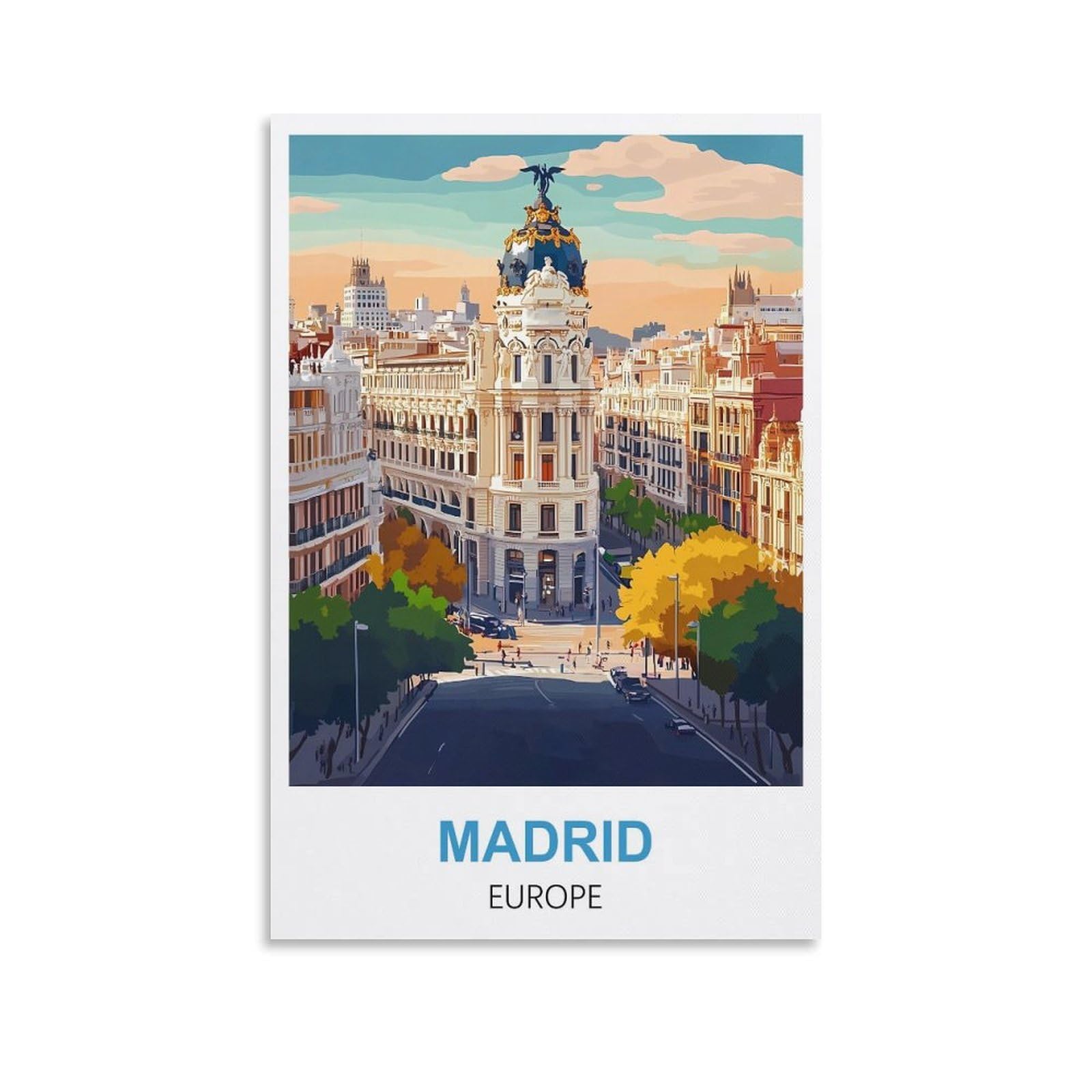 EZMLFA 5D Diamond Art Kits for Beginner,Madrid Europe Crystal Rhinestone Embroidery Craft Kits for Home Wall Decor Gifts, 50x60cm