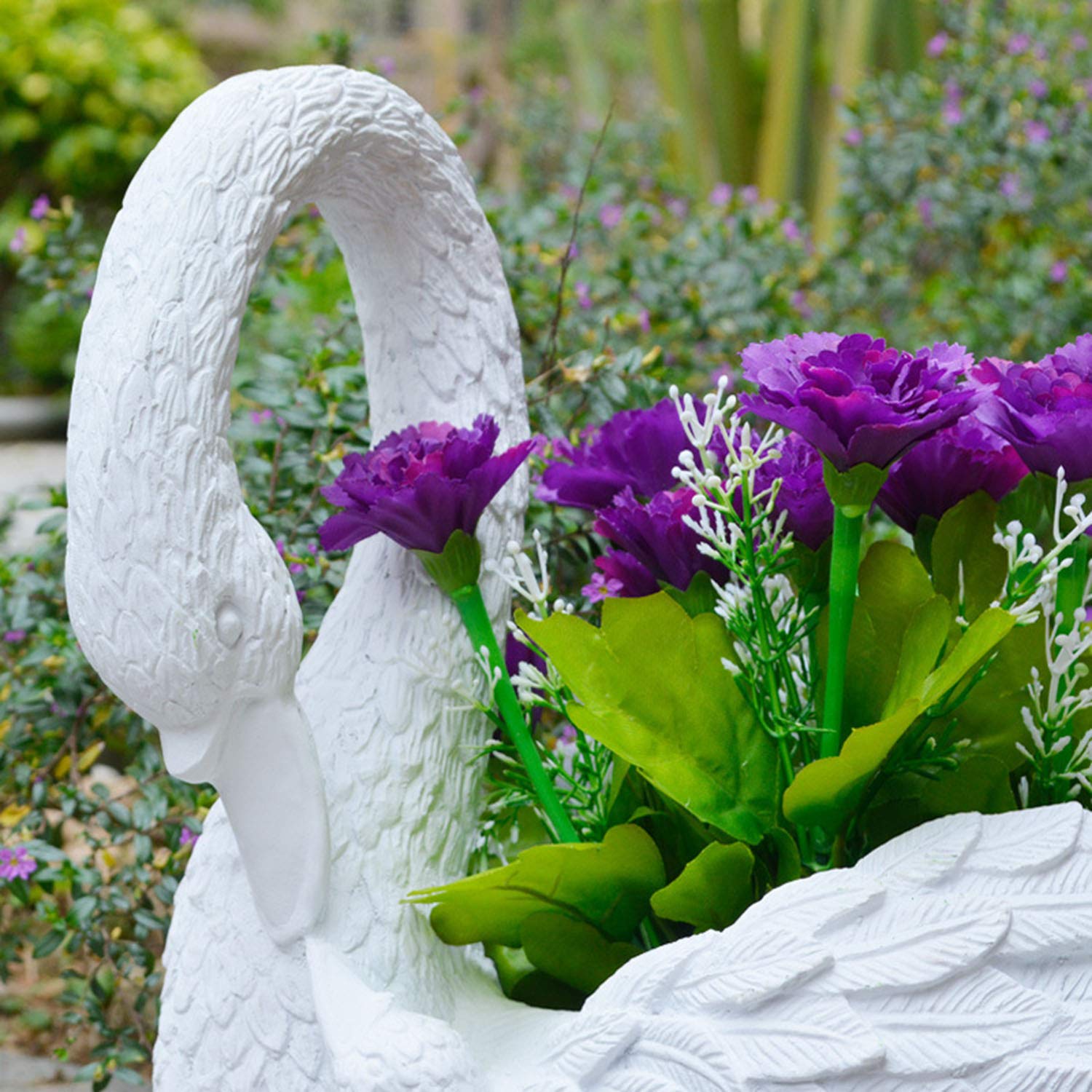ZNKZJ Jardinières de Cygne Blanc Plantes succulentes Pot de Fleur Grand, conteneur de Pot de Plante en résine écologique pour la décoration de Balcon de Jardin extérieur,White