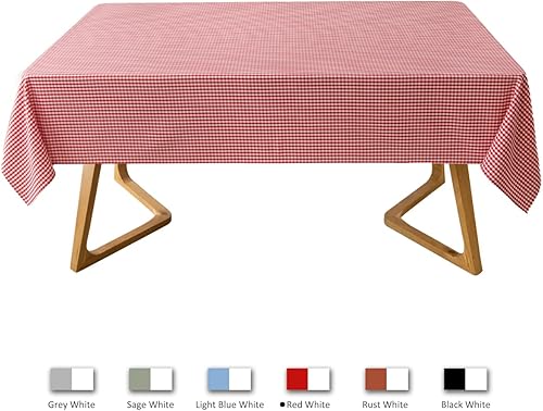 Miniatura 3 de maxmill - Mantel rectangular a cuadros, resistente al agua, antiarrugas, a prueba de derrames, pesado, suave, mantel a cuadros de gingham para