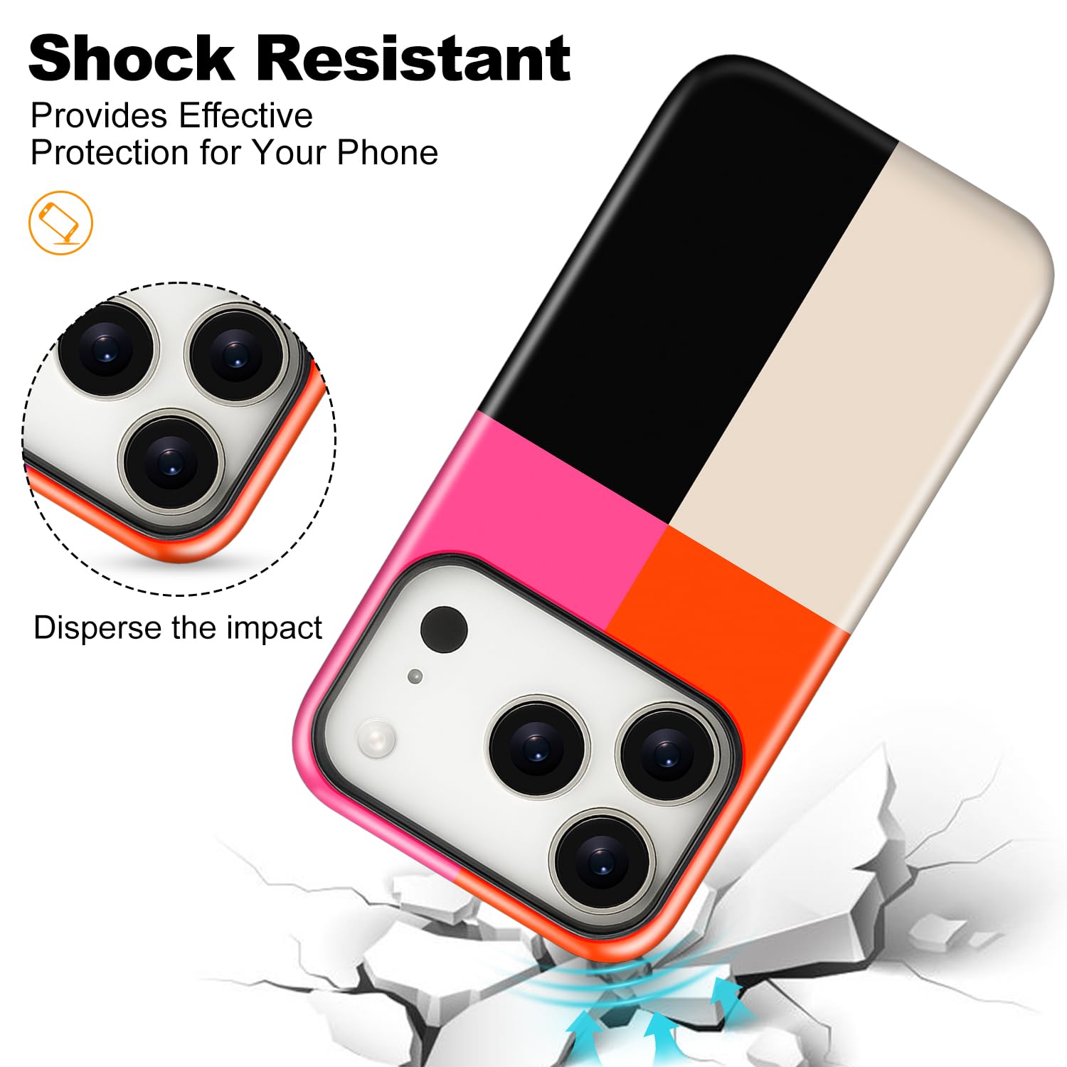 Funda magnética para iPhone 17 Pro, bonita funda protectora de cuatro rayas cuadradas, a prueba de golpes, TPU delgada y policarbonato duro, compatible con MagSafe, diseñada para mujeres y
