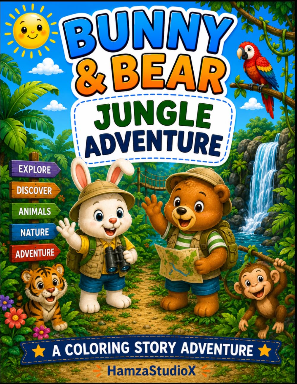 Bunny & Bear Jungle Adventure: A Fun Coloring Story About Jungle Animals, Discovery, and Adventure (Bunny & Bear Adventures)