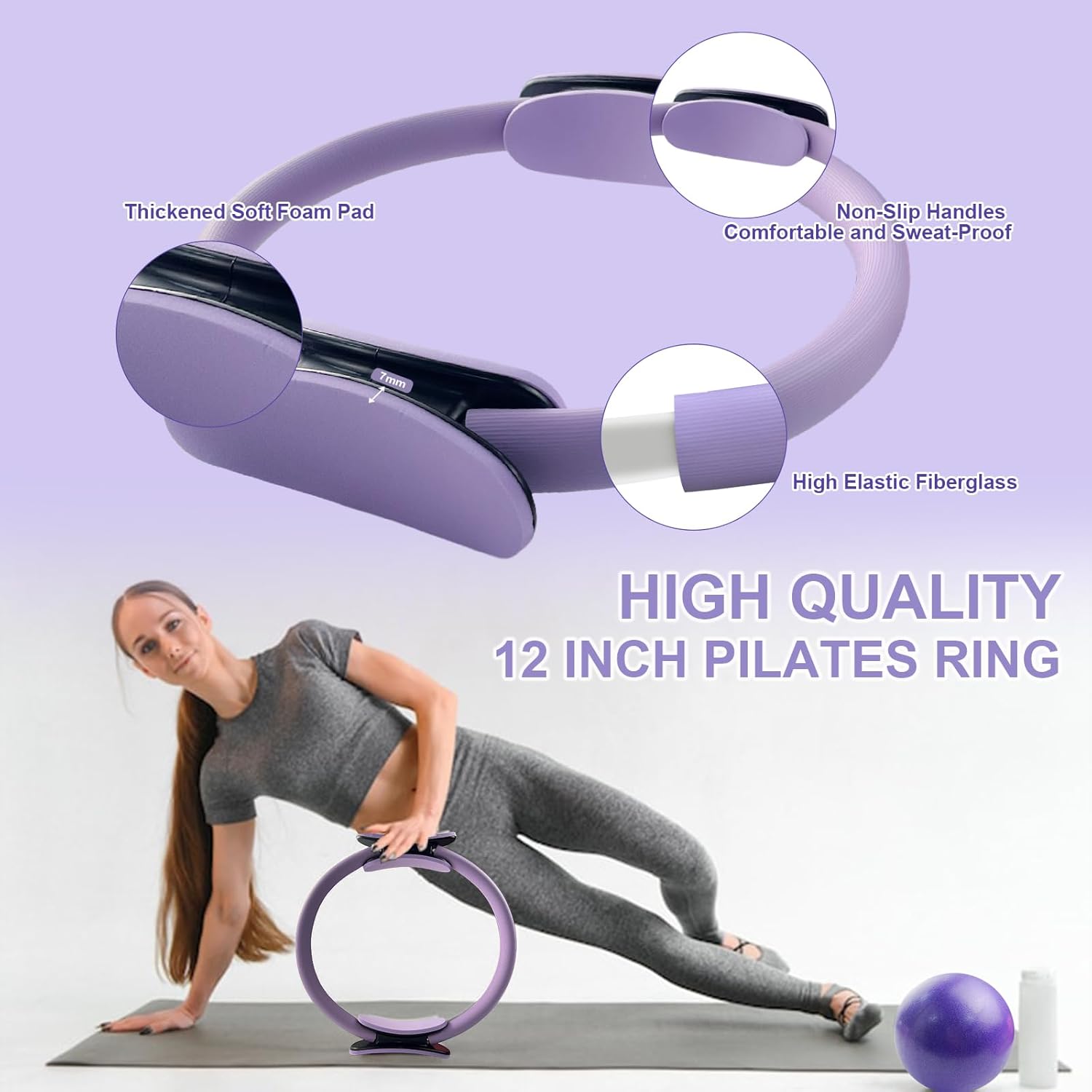 Pilates Equipment Kit for Home Workout, Pilates Ring and Ball Set with Adjustable Ankle Wrist Weights, Resistance Bands, Tape Measure, Bag, Pilates Essentials Accessories for Women Yoga - Image 3