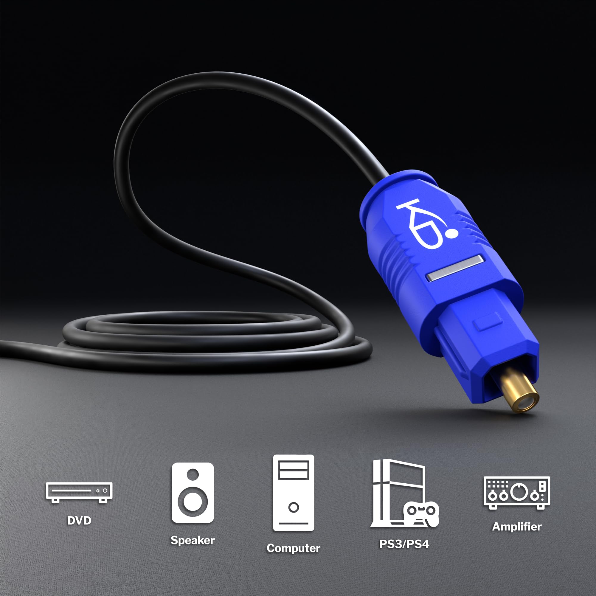 KabelDirekt – Kabel TOSLINK Slim, Kabel Audio Optyczny – 7,5m – Kabel światłowodowy do Soundbaru, Cienki 2mm (S/PDIF, System Stereo/Amplituner, Kino Domowe, Xbox One/PS4)