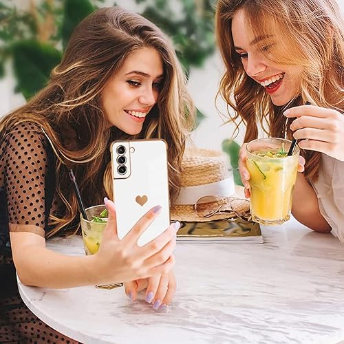 Miniatura 5 de Bonoma Funda compatible con Samsung Galaxy S21 Plus con diseño de corazón chapado en galvanoplastia de lujo, elegante funda protectora de TPU suave
