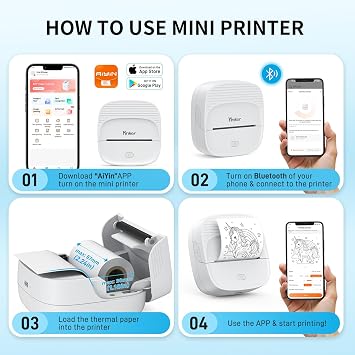 Mini Thermal Sticker & Label Maker | 7 Rolls Paper (3 Sticker + 3 Label) & 6 Colored Pencils | Printpod Inkless Bluetooth Printer, Smart AI APP, iOS Android Compatible, Photo/Journal/DIY/Study/Gift