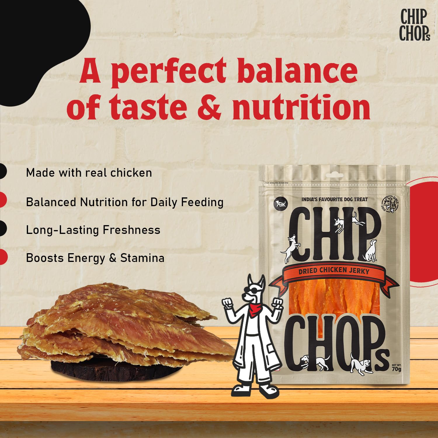 Chip Chops Sun Dried Chicken,Dog Treat, Easily Digestible, Healthy Dog Treat, Perfect for Snacks, Suitable for All Dog Breeds, Each 70gm (Pack of 7) 1