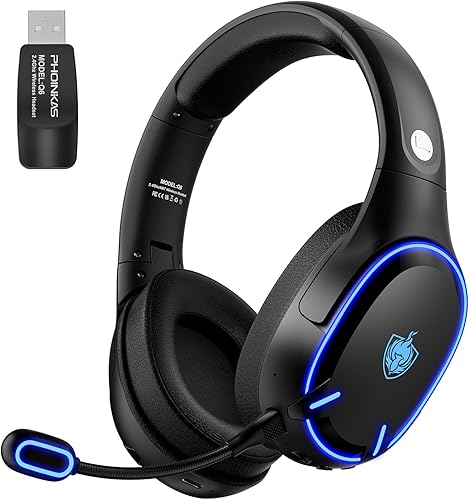 YOTMS Wireless PS5 Gaming Headset for PS4, PC, Switch, 2.4Ghz Wireless Gaming Headphones with Mic, Bluetooth 5.3 Headphones with Stereo Sound, 40h