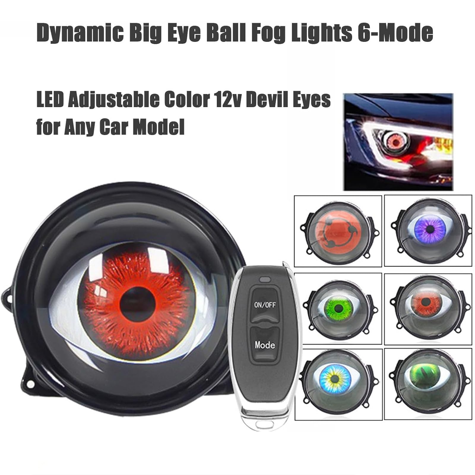 Fari Demon Eye, Fari Dinamici Demon Eye con Telecomando, Adatti per Auto, Moto E Camion