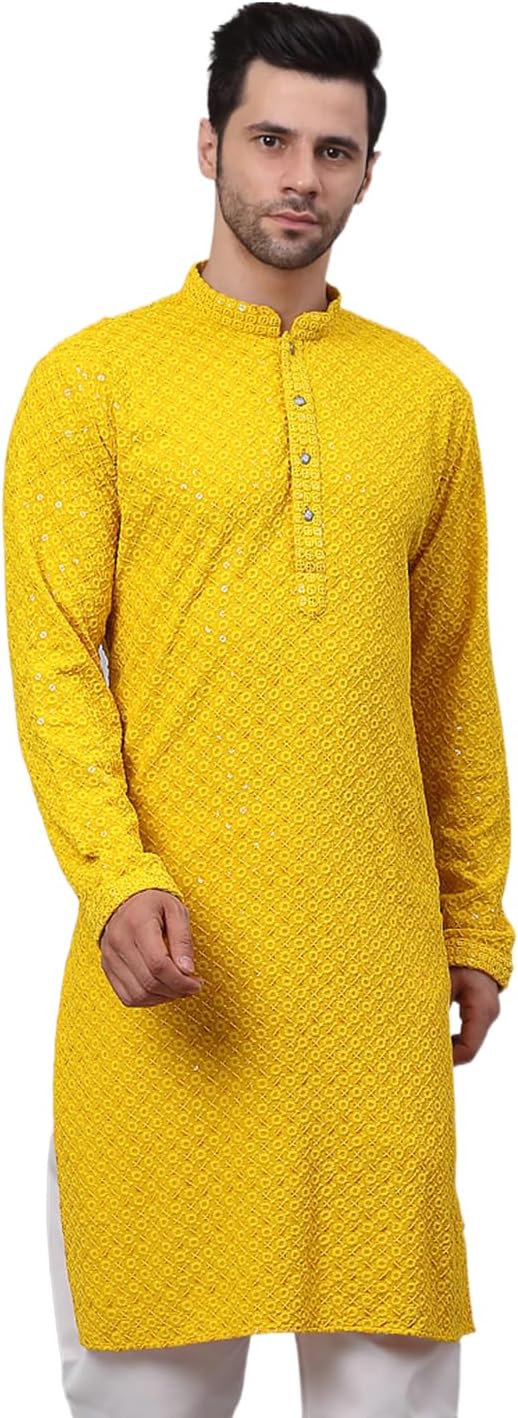 JompersMen's Chikankari Embroidered and Sequence Kurtas
