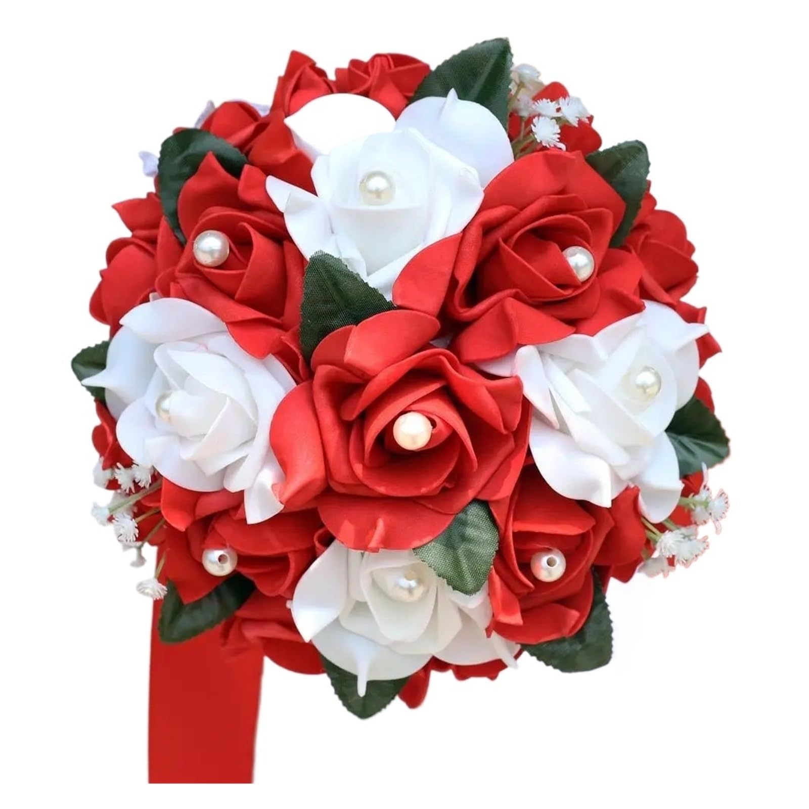 LuoAXINN Artificial Wedding Bouquet Wedding Bouquet Mariage Bouquets Diamond Ribbon Bridal Holding Artificial Flowers Bride(Red)