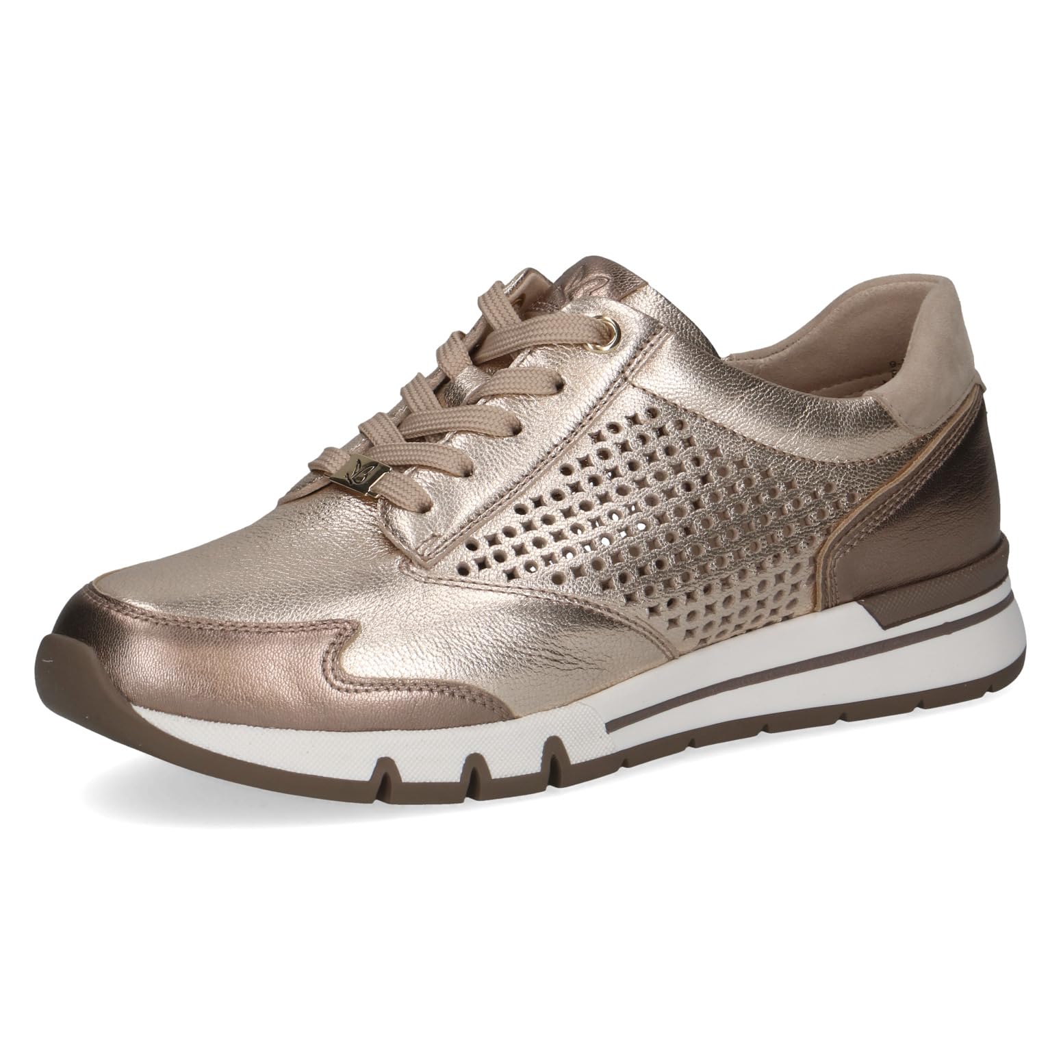 CAPRICE Women's Leather Sneakers, Brown (Taupe MET.Comb), 6.5 UK