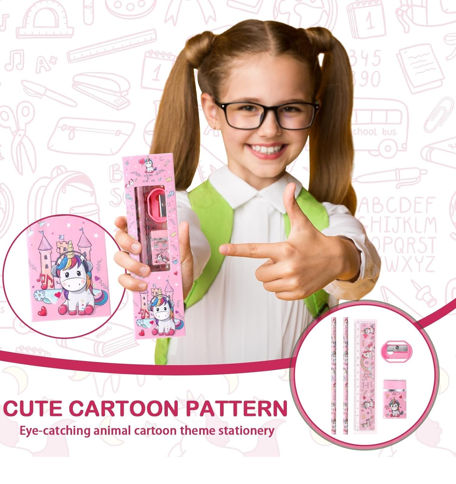 12pcs Stationery Set for Return Gifts Birthday Party for kids - Pencil , scale , eraser - Best Birthday Return Gifts for Kids in Bulk - Return gift for kids birthday Age 6-10 6-12 3 4 5 6 7 8 12 1