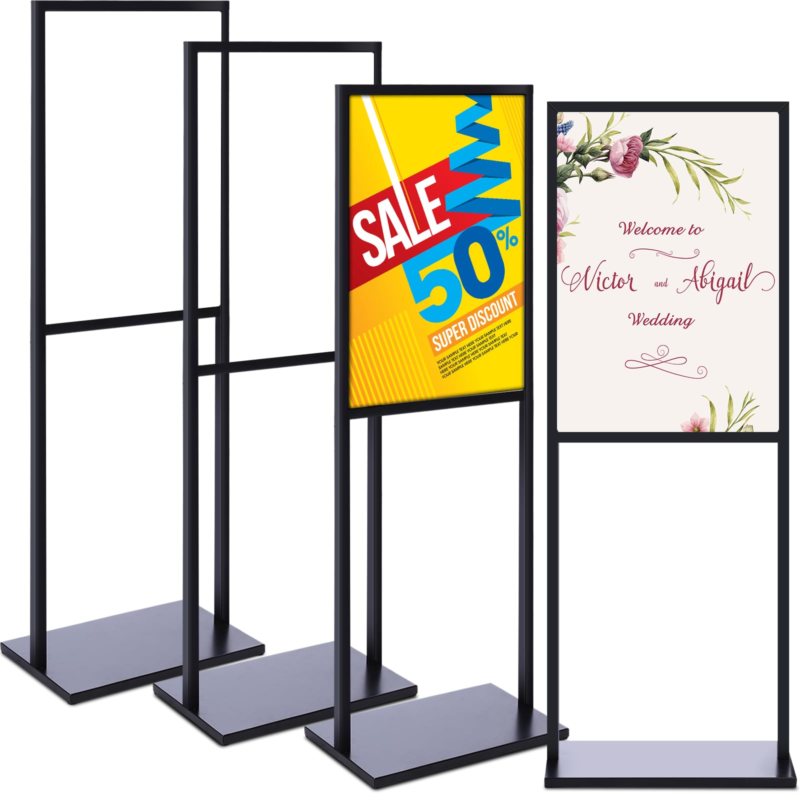 Blulu 4 soportes para carteles resistentes para exhibición de pósteres, soporte de póster de doble cara con bases antideslizantes para exhibición de negocios, 24 x 32 pulgadas