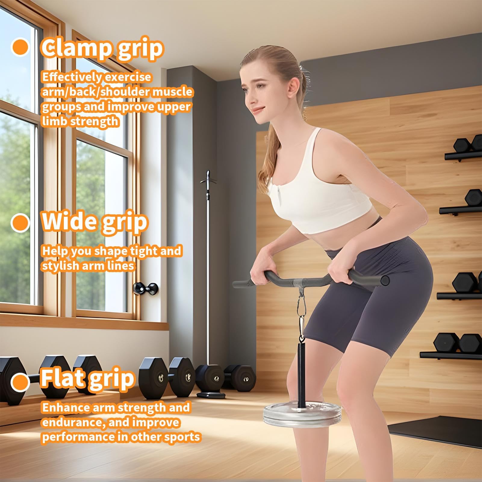 Barra de Jalón para Máquina de Poleas Aparato de Polea para Máquinas de | Agarre para Ejercicios de Musculatura Central en Gimnasio Comercial o Hogar