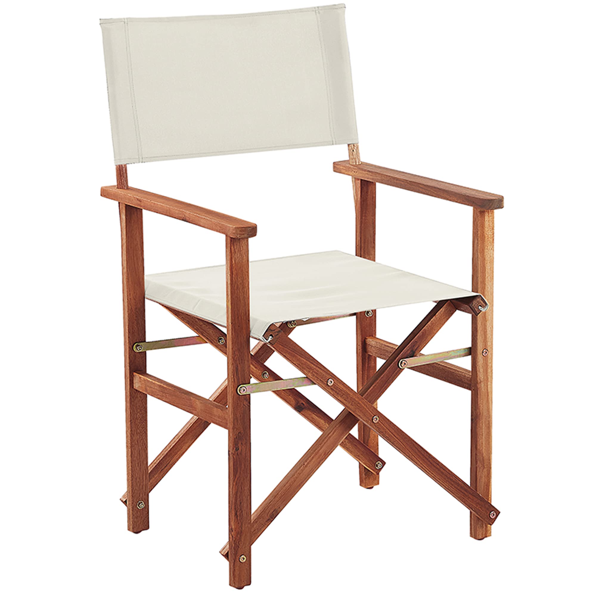 Beliani Zwei stylische Regiestühle aus dunklem Akazienholz mit cremeweißen Auflagen Cine