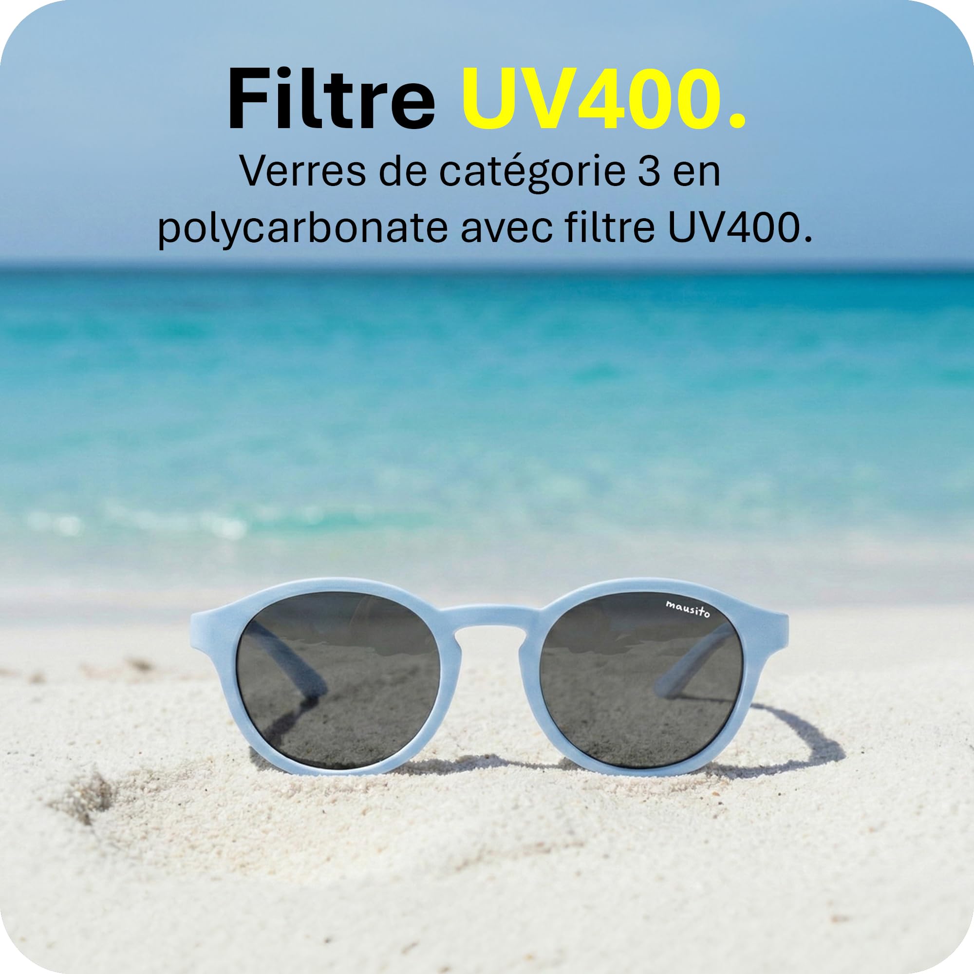 Mausito Lunettes de soleil enfant (3-6/6-9 ans) UV400 & verres catégorie 3 | Branches flexibles & légères en TPEE et polycarbonate | Design européen