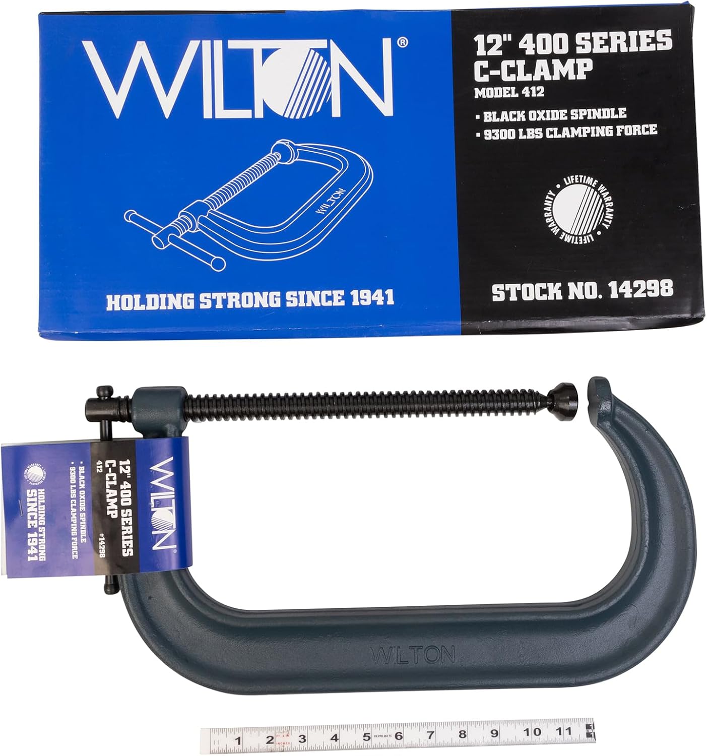 Wilton C-Clamp, 12-1/4" Opening, 6-1/4" Throat, 9300 Lbs. Clamping Force (Model 412)