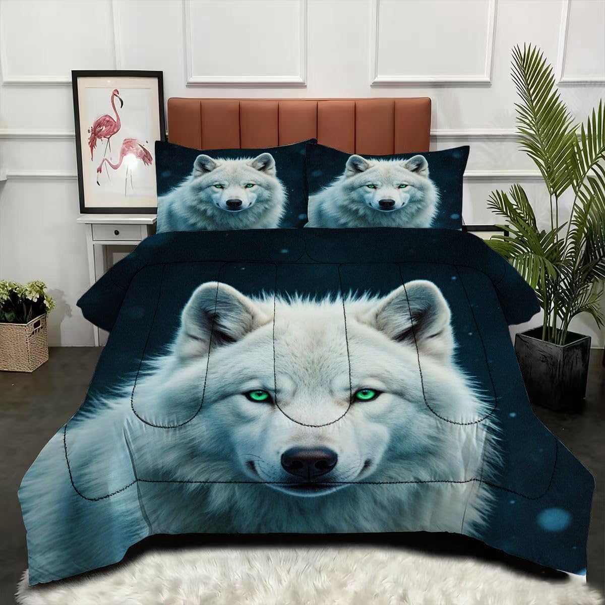 Couette 200 x 200 cm 3D animaux loup parure de lit sans housse