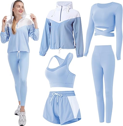 Workout Sets for Women 5 PCS Inmarces Yoga Outfits Activewear Tracksuit Sets