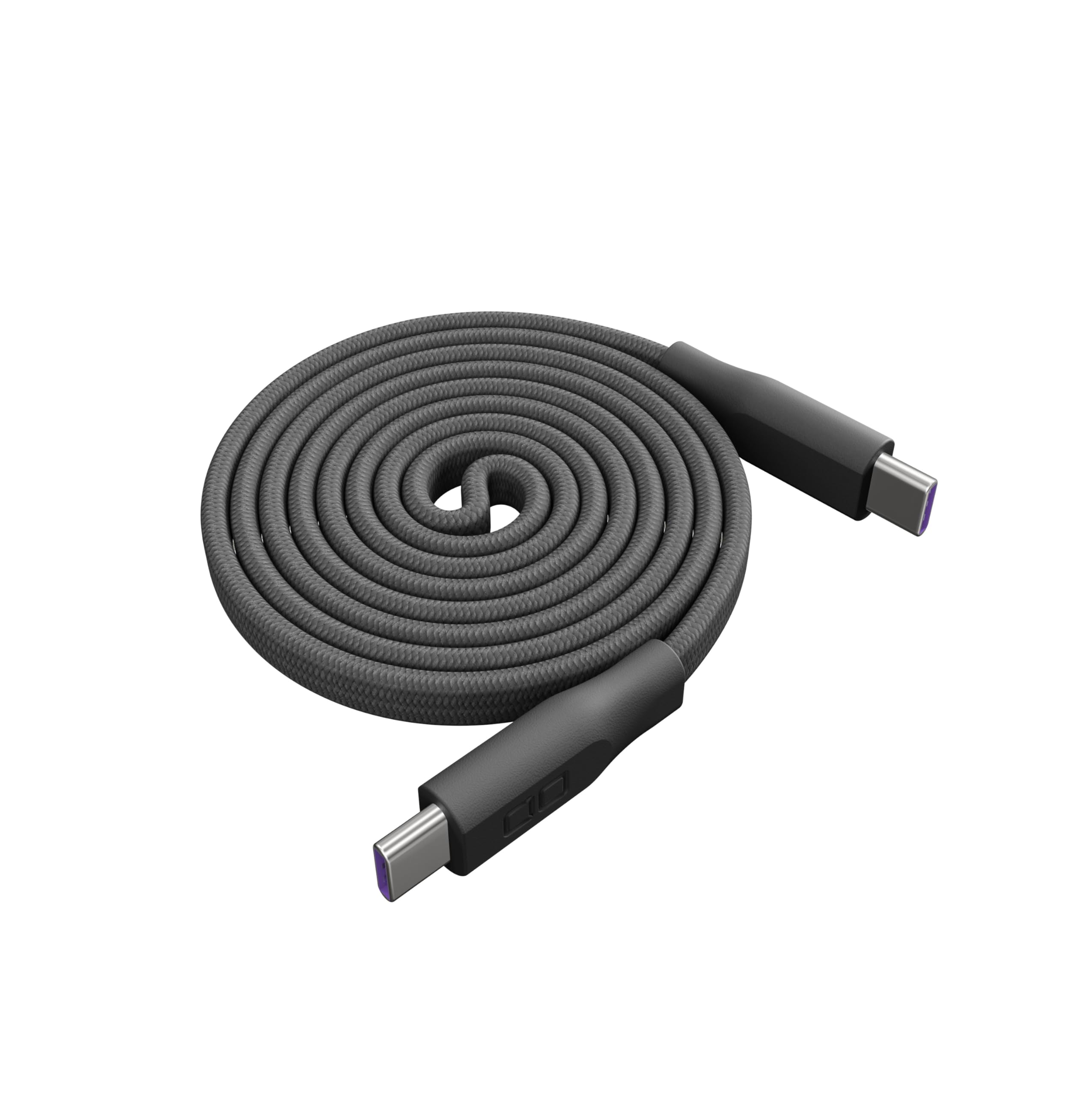 CIO フラットスパイラルケーブル CtoC 1m (Type-C/USB-C) PD 急速充電 平型 磁石 マグネット吸着 まとまる 充電ケーブル PD 240W データ転送 480Mbps (ライトブラック, 1m)
