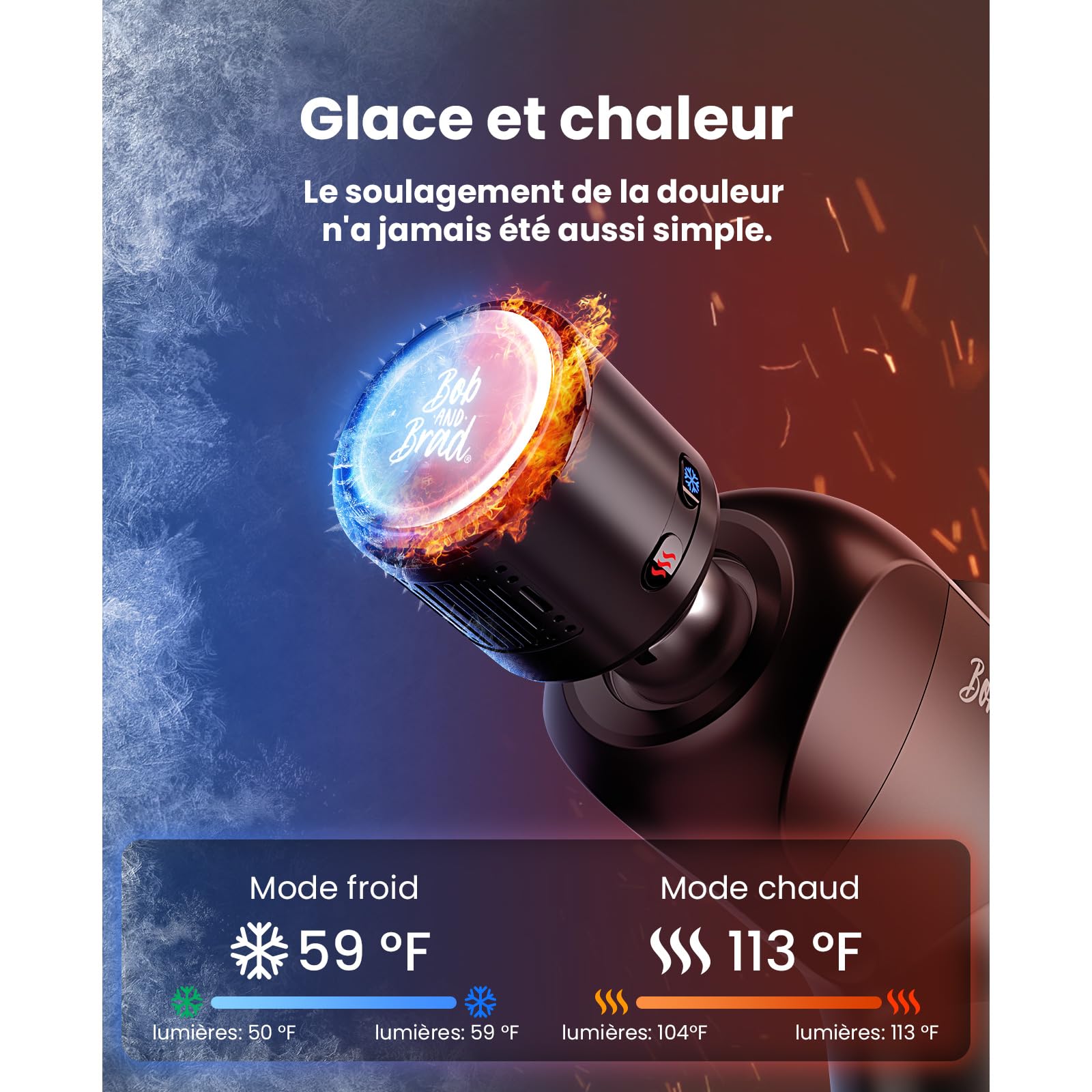 Bob and Brad X6 Pro Max Pistolet de Massage avec Tête Métal Chaud/Froid, Pistolet Massage Musculaire Professionnel pour Dos et Corps, Cadeau Homme Femme Anniversaire Fête des Pères