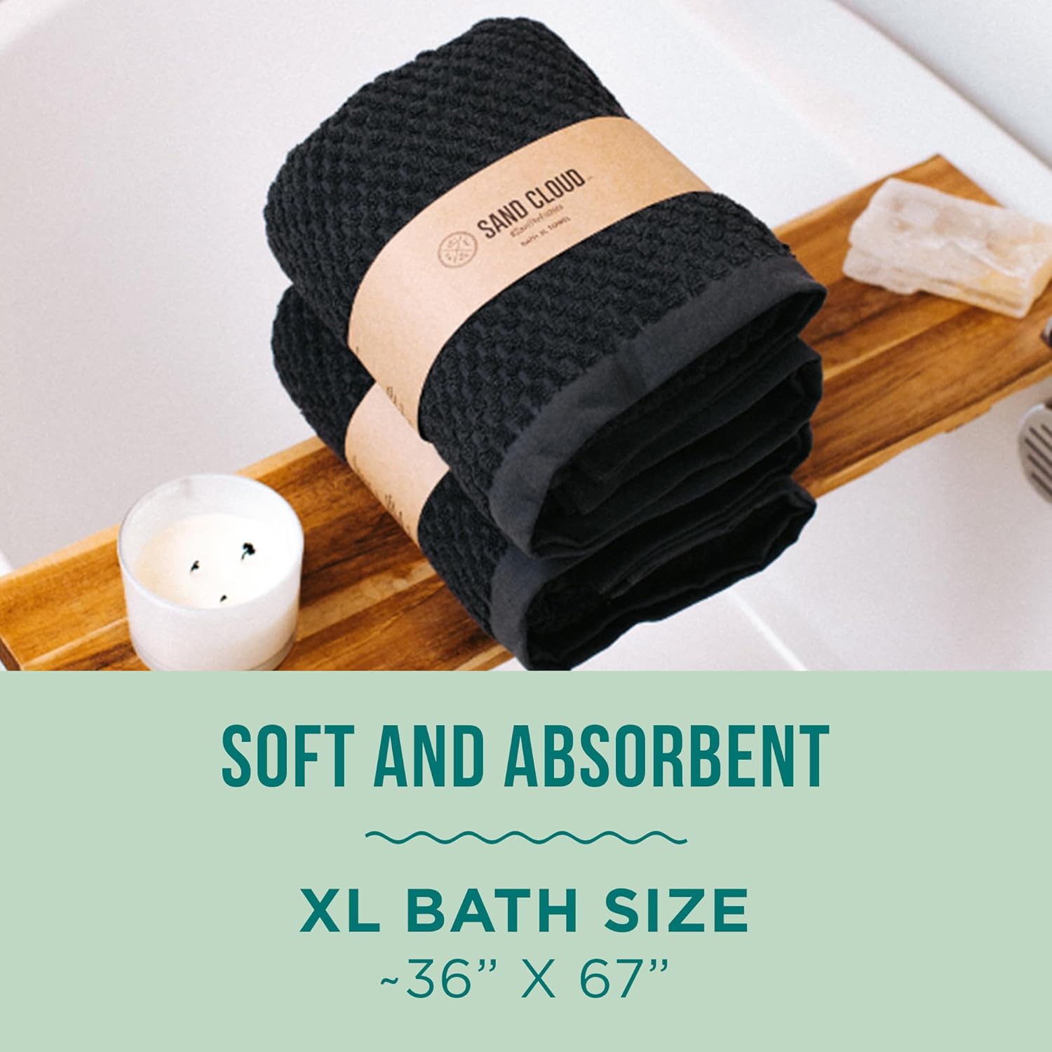 Sand Cloud Turkish Bath Towels for Bathroom, Set of 2 (Atom Black, Large) - Luxury Soft Linen Turkish Organic Cotton is Luxurious & Absorbent - Premium Shower & Bathroom Towels Dry Faster - Image 3