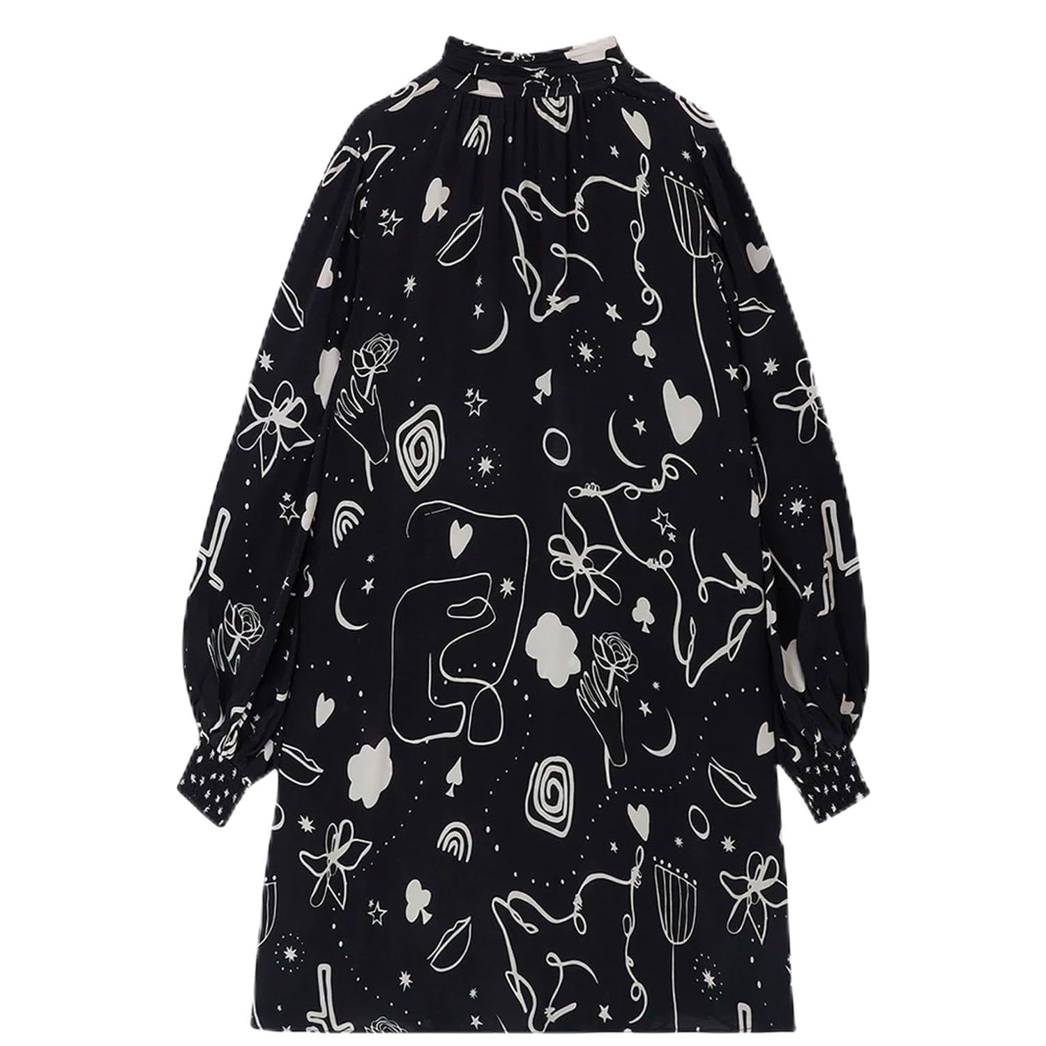 Molly mini-robe col montant avec motif noir envoûtant - 7