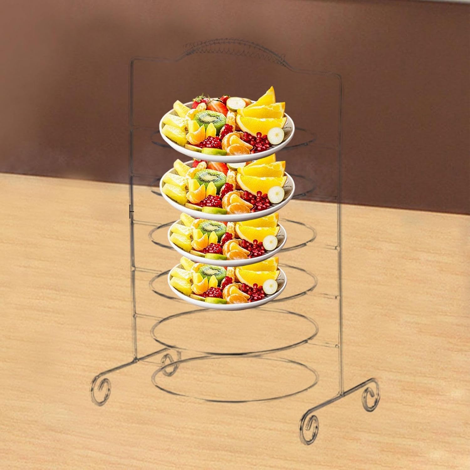 Serving Stand for Plates Organizer Simple Platter Stand Plates Storage Rack for Buffet Party Household Cabinet Catering , 6 Tier