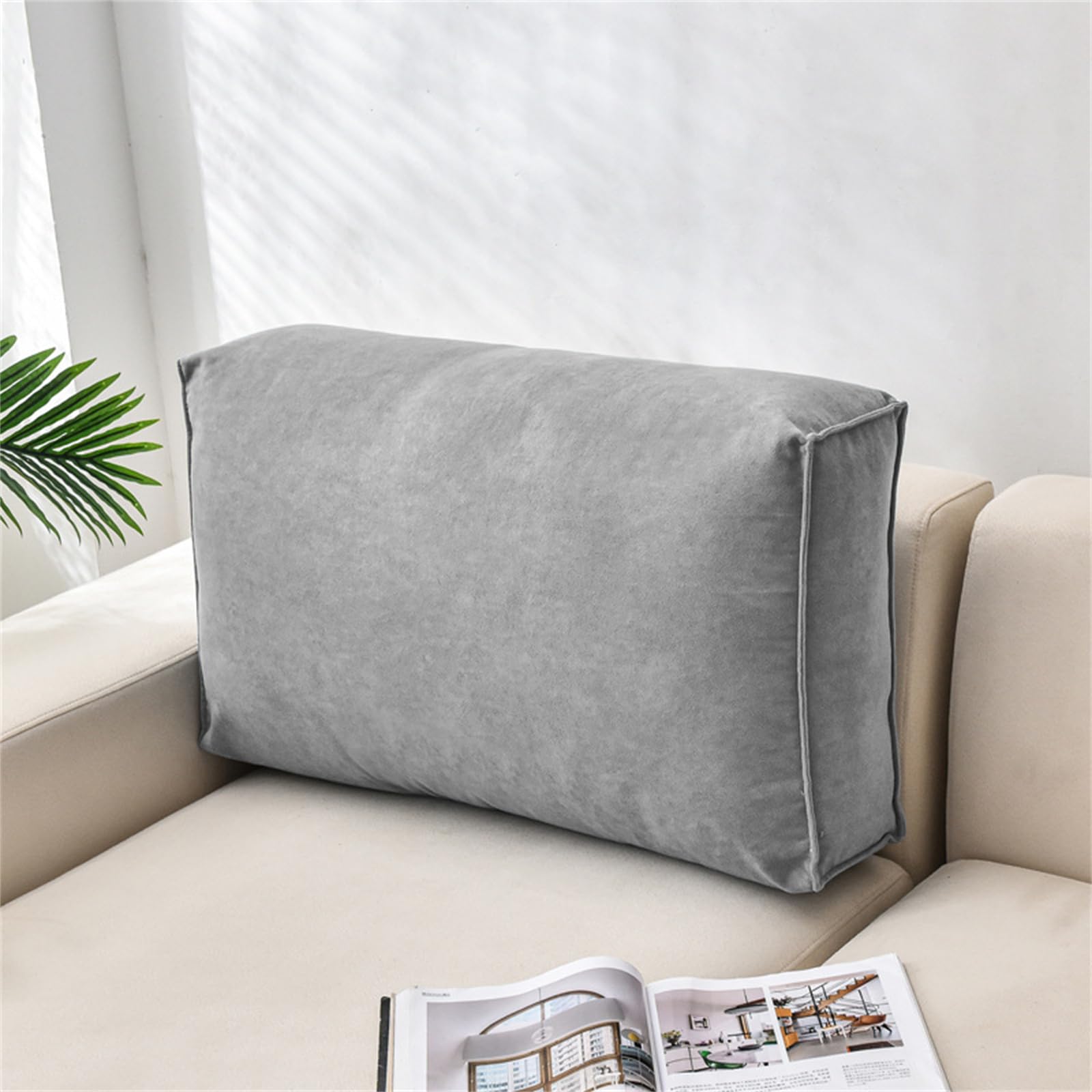 Morbuy Cojin Lectura de Respaldo para Cabecero de Cama, Respaldo Cama Suave Almohada de Lectura Cómodo Cojin Lumbar Respaldo Sofa Extraíble (Gris Oscuro,70x12x45cm)