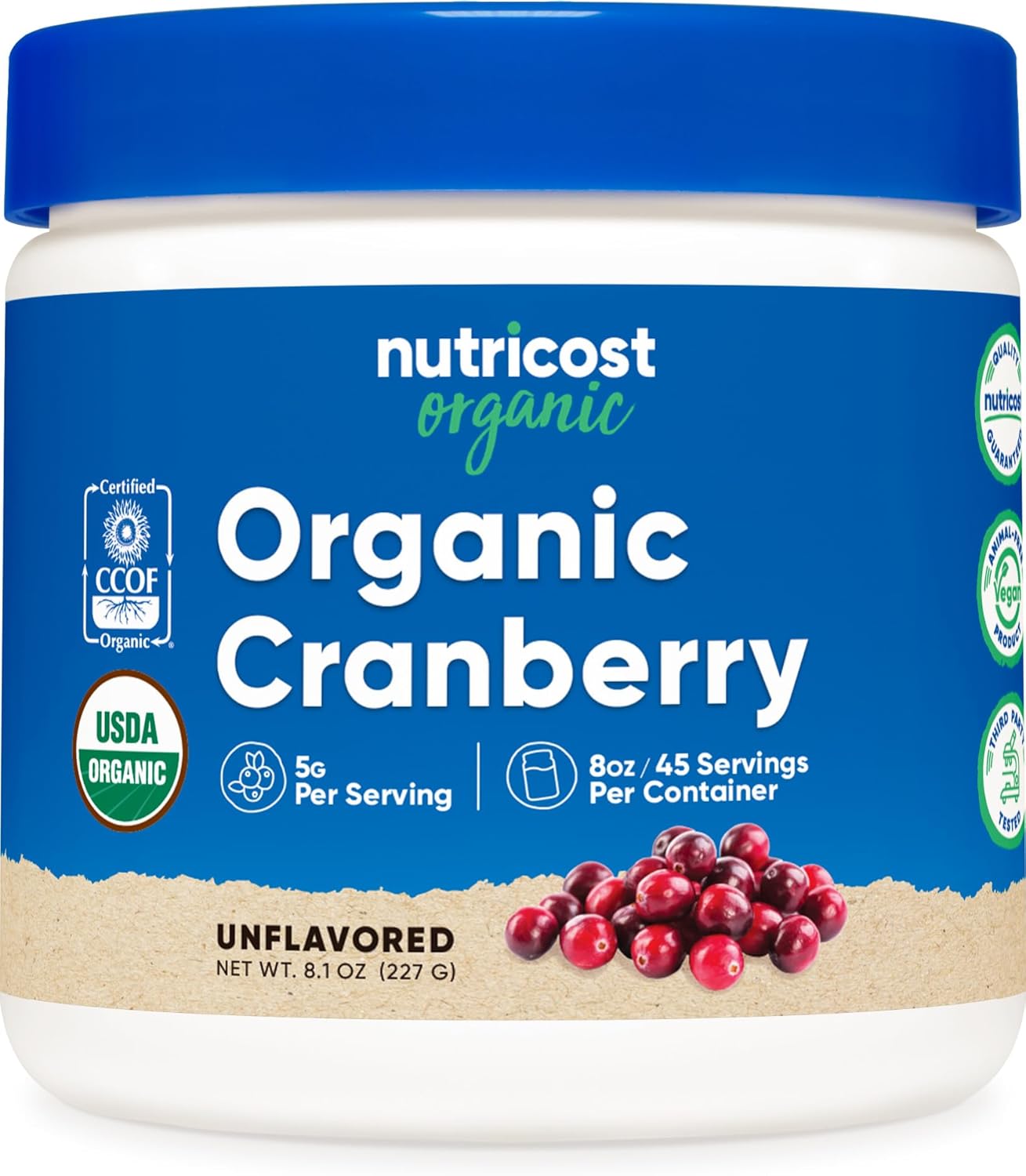 Nutricost Organic Cranberry Powder, 8 oz, 5G per Serving – Non-GMO, Gluten-Free