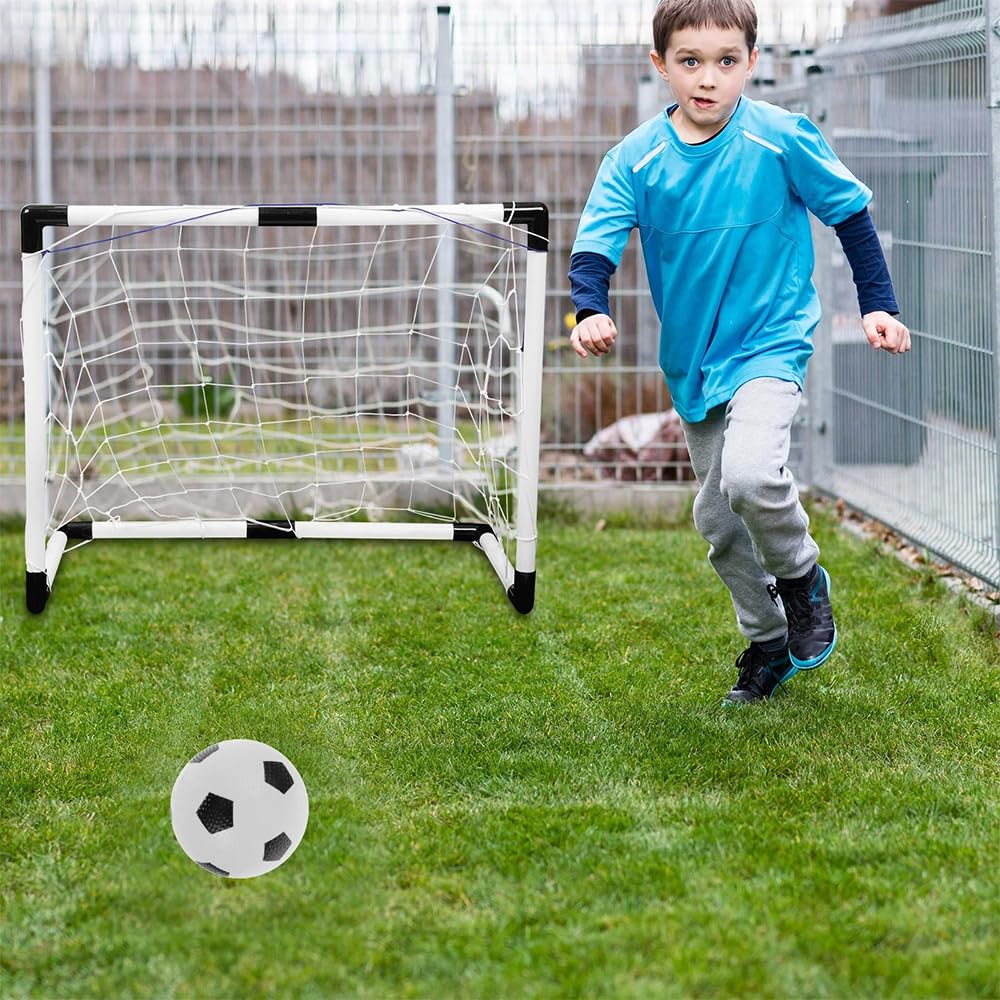 NEWFUN Porta da Calcio da Giardino, 90x60 CM Porte da Calcio per Bambini da Giardino, Pieghevoli e Ffacili da Riporre, Adatte per uso Interno ed Esterno - 2PCS