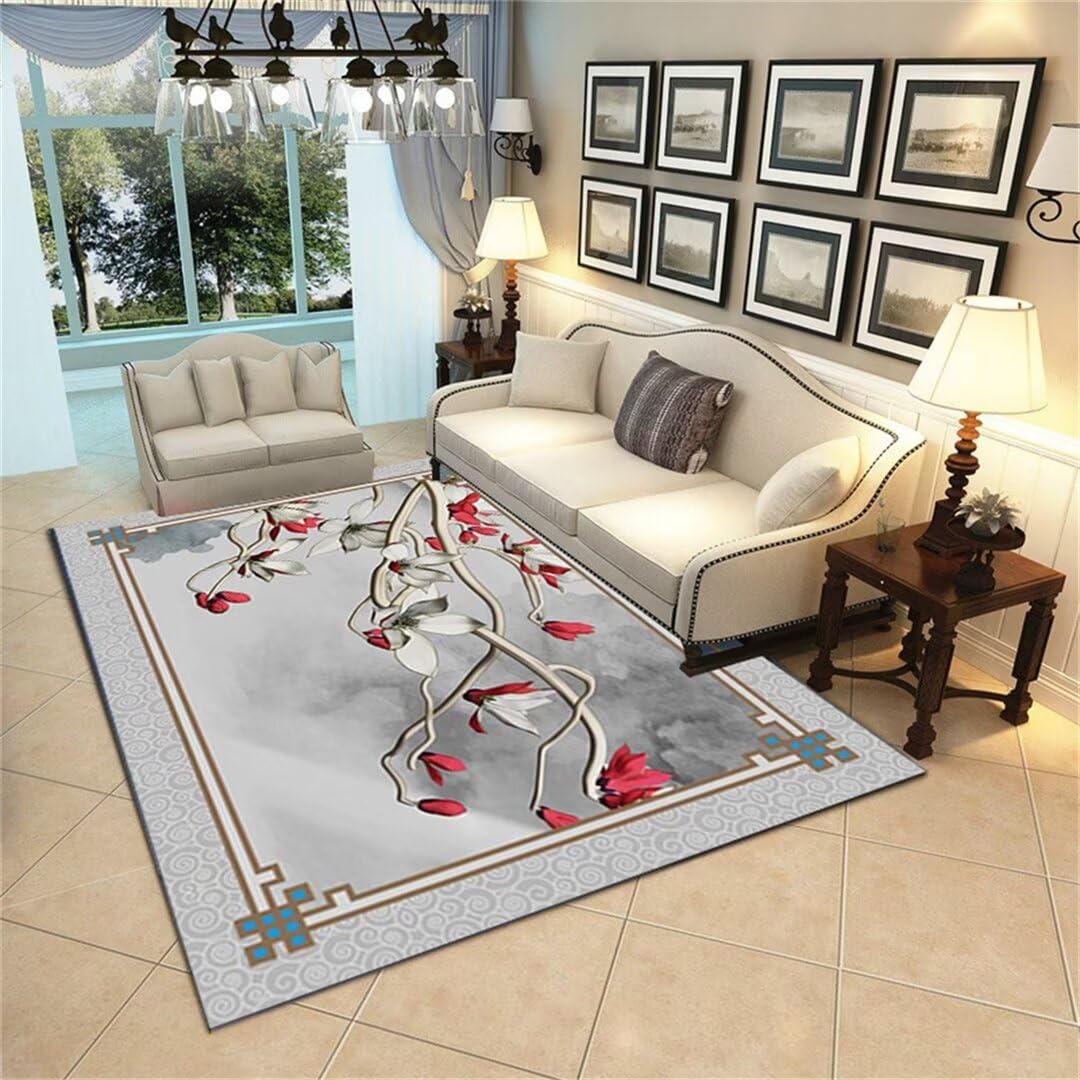 Tapis à poils courts imprimé gris grand tapis de salon résistant 200x300 cm