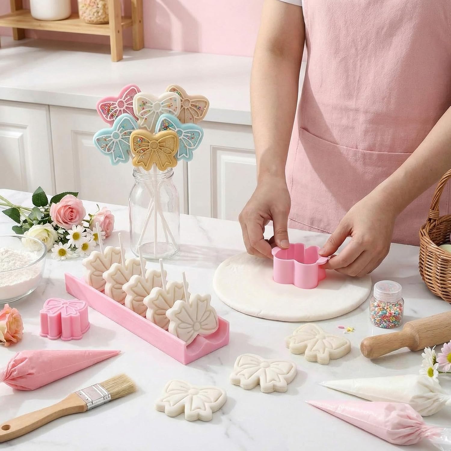 Roowest Bow Cake Pop Mold Cake Pop Cutter with Tray