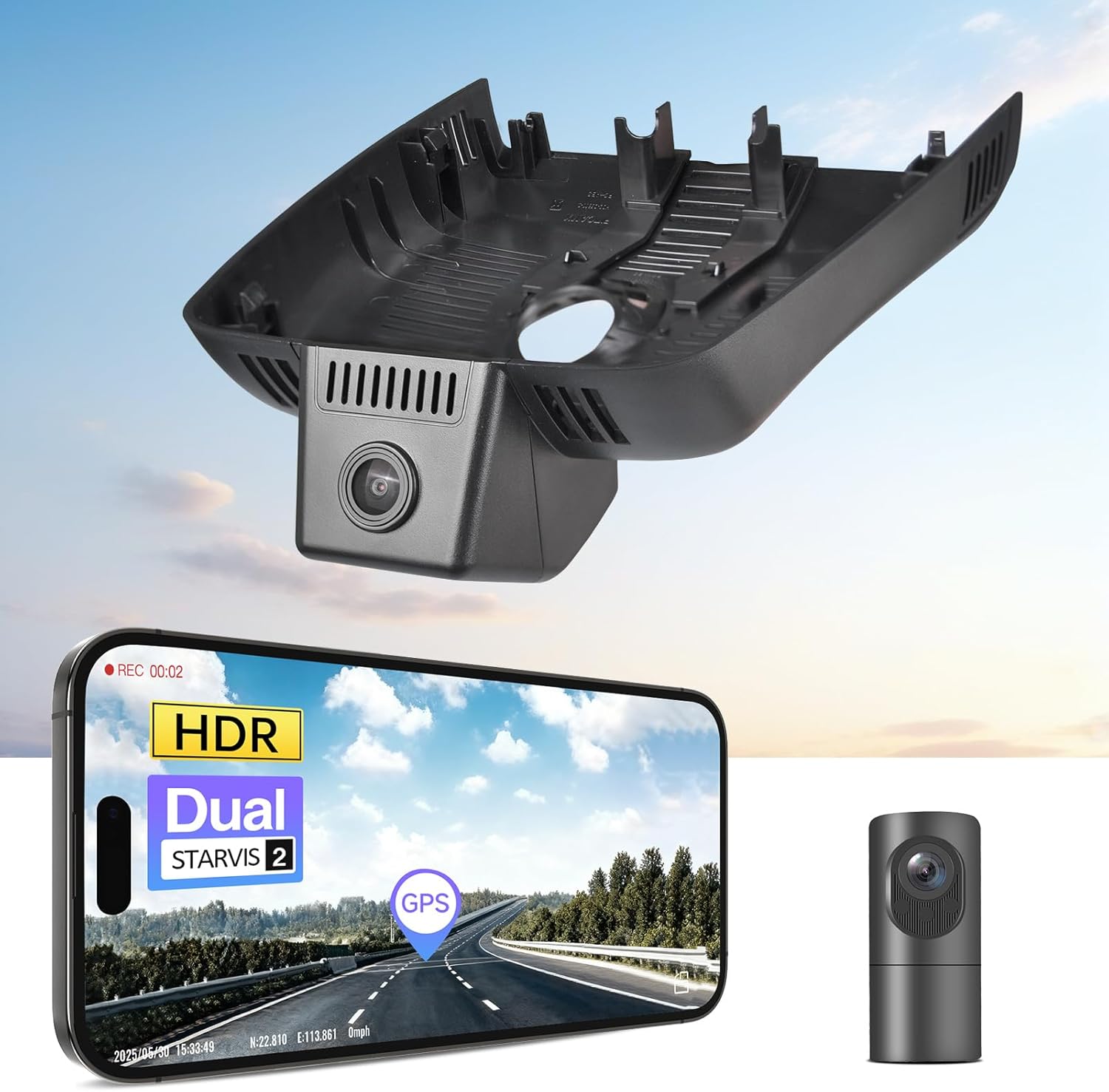 mangoal 4K Front & 2K Rear 2 Channel HDR Dash Cam, Dual STARVIS 2 IMX678 IMX675, Custom Fit for Buick Enclave Gen3 2025-2026 (Model C), 5GHz WiFi, GPS, 128GB Card