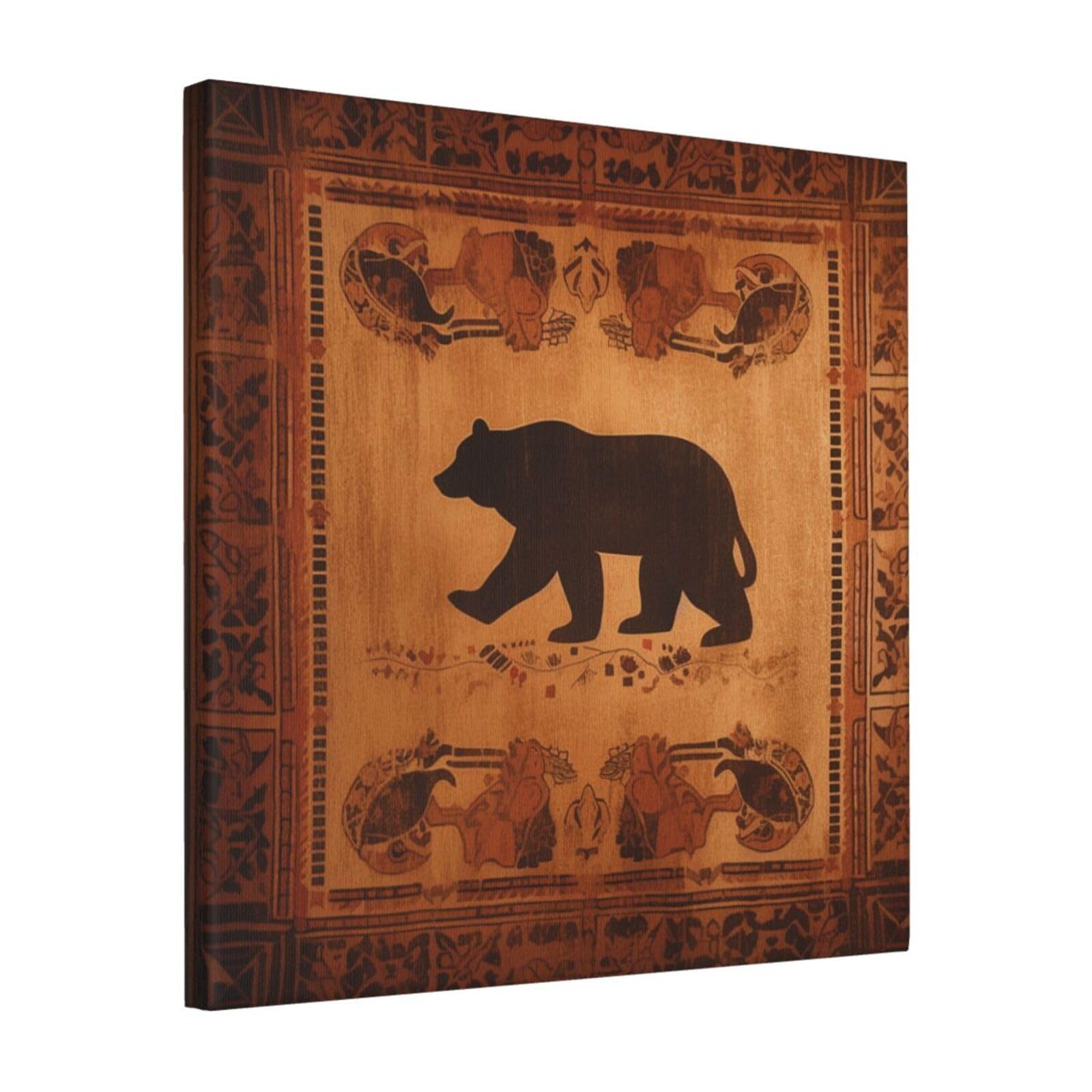 KLOPH Bear Canvas Wall Art for Living Room 16"x16" Modern Artwork Painting for Bathroom Hanging Canvas Prints Aesthetic Wallart for Bedroom Kitchen Office Wall Decor