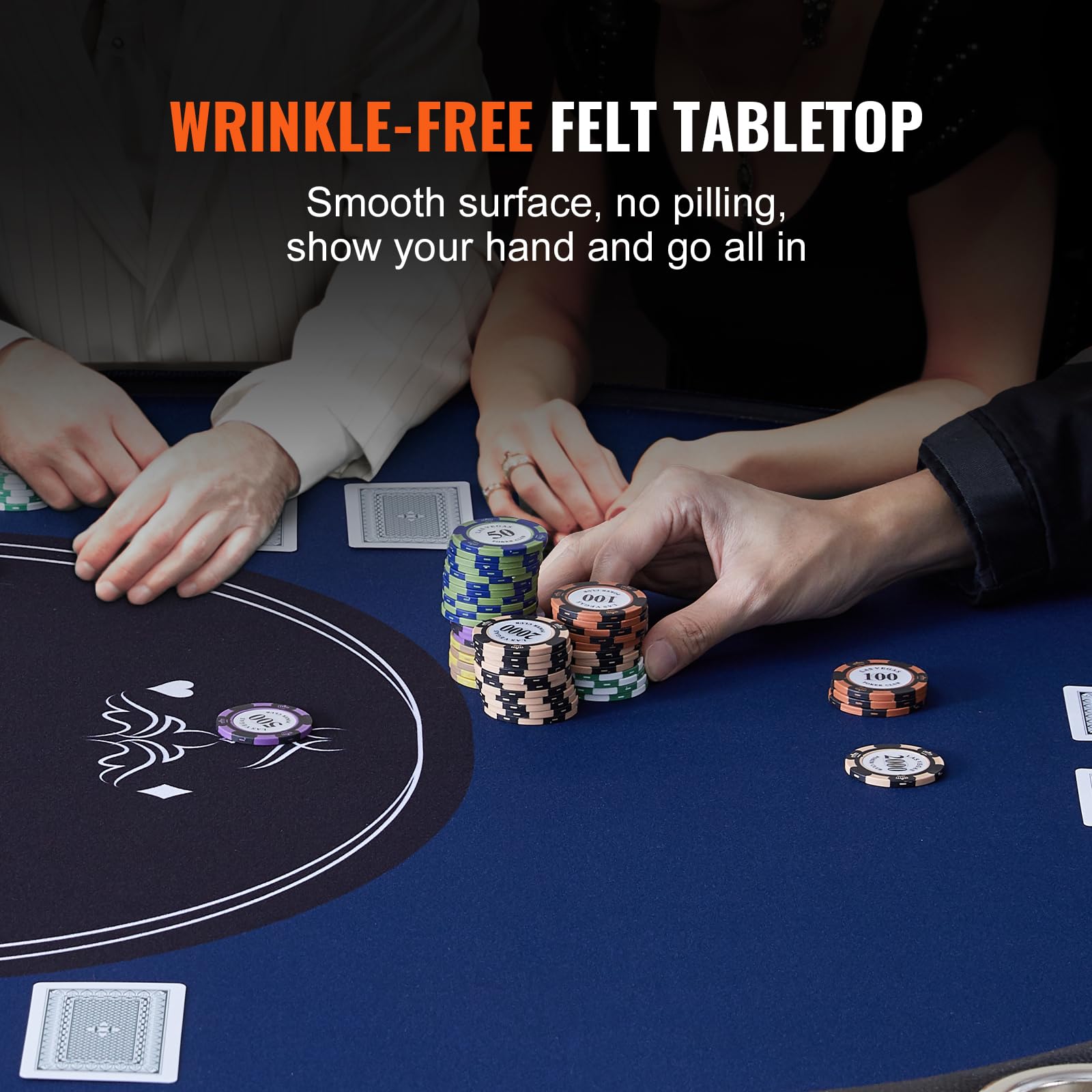 VEVOR Casino Pokertisch Klappbar 2140 x 1070 x 760 mm Schwarz Blau für 10 Spieler mit Staubschutzhülle