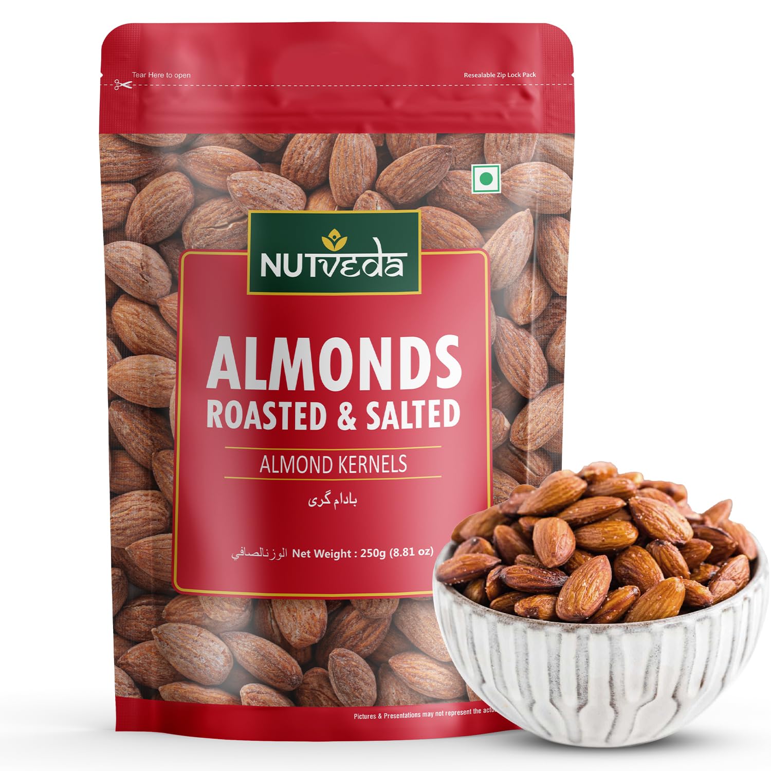 NUTVEDA Premium Roasted & Salted Almonds 250gm | Crunchy Almond Kernels | For Healthy Snacking | Badam Giri (B09NVQYW6C) Amazon Price History, Amazon Price Tracker