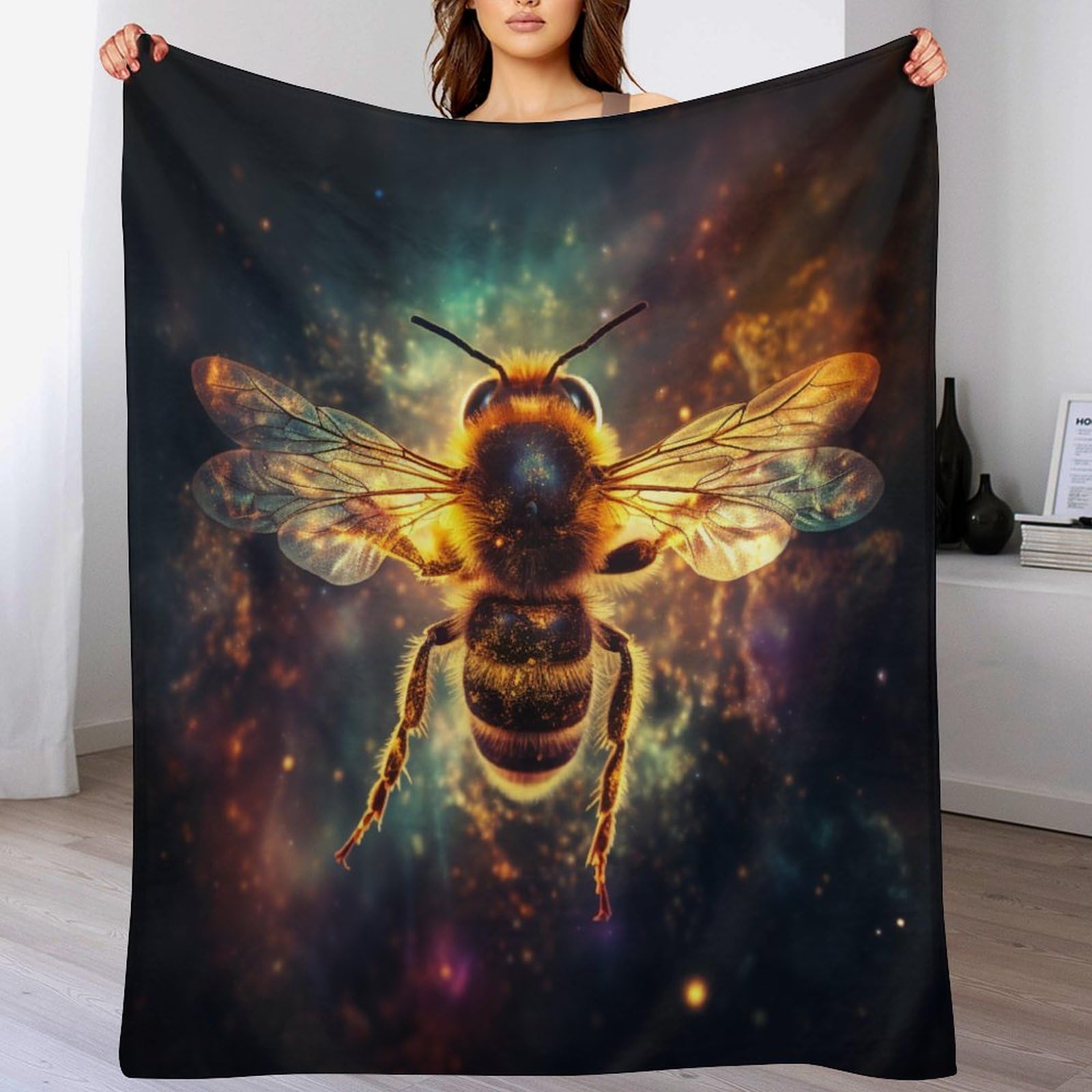 Couverture plaid polaire Abeille flanelle chaude contre les soirées fraîches