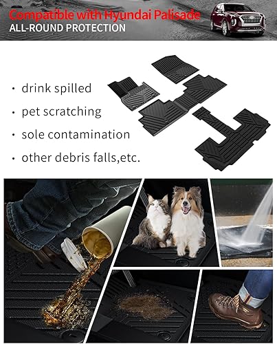 Miniatura 6 de Alfombrillas compatibles con Hyundai Palisade 2020-2025, forro de carga, protector de asiento trasero de elastómero termoplástico, accesorios de 7 y