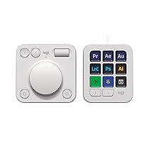 Logitech MX Creative Console, keypad programmabile con 9 tasti LCD personalizzabili e manopola di controllo progettazione grafica, montaggio video, fotografia, Adobe, Zoom, Spotify – Grigio Pallido