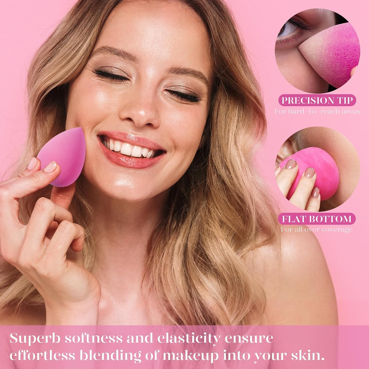 BUNGALOW BEAUTY Beauty Blender for Makeup | Reusable | Multi-Use Beauty Blender | Easy to clean | Maintain & Store II Latex-Free Sponge II Suitable for Sensitive Skin (Beige) 3