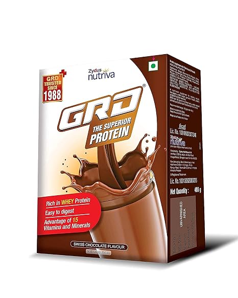 GRD Superior Whey protein powder/Supplement with Immuno Nutrients - Chocolate Flavoured, 400g