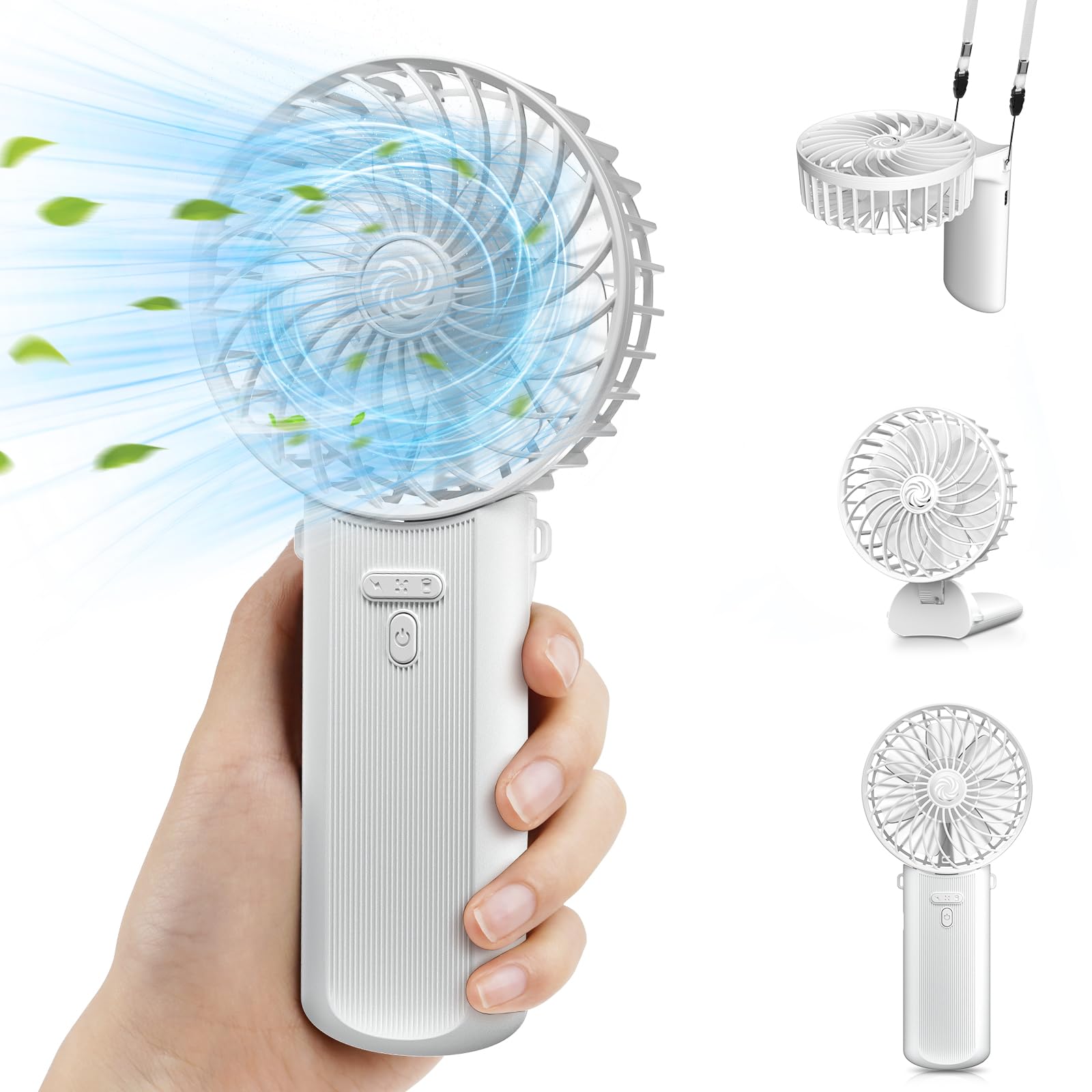 Ventilatore Portatile, Ventilatore USB Ricaricabile 180° Pieghevole Ventilatori da Tavolo con 4 Velocità, Batteria 2000mAh Mini Ventilatori Portatili Tascabile per Casa Ufficio Campeggio Viaggio