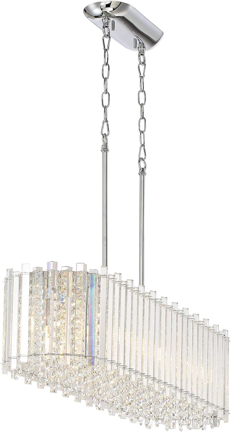 Mirabell Chrome 37" LED Island Pendant with Clear Crystal Droplets